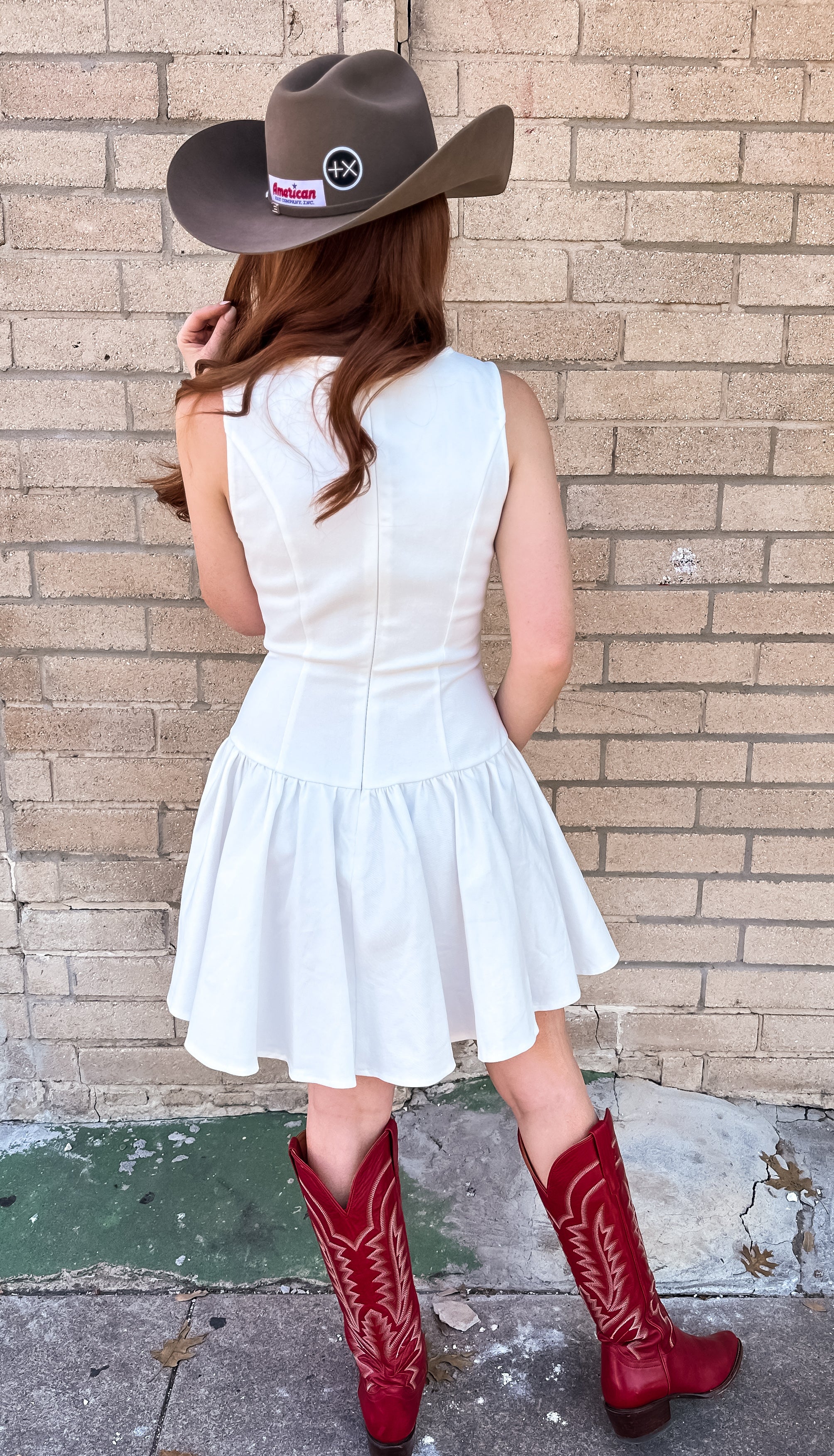 White Denim Drop Waist Mini Dress