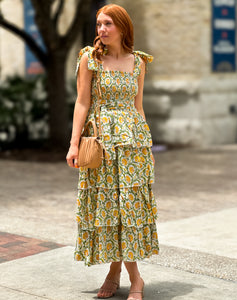 Delilah Floral Print Tiered Maxi Dress