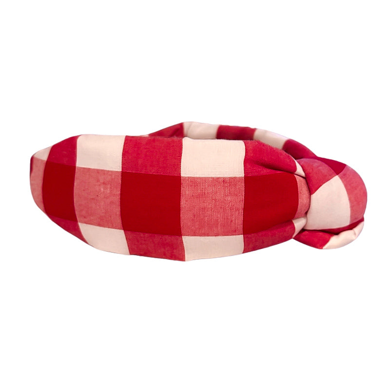 Red Plaid Knotted Headband