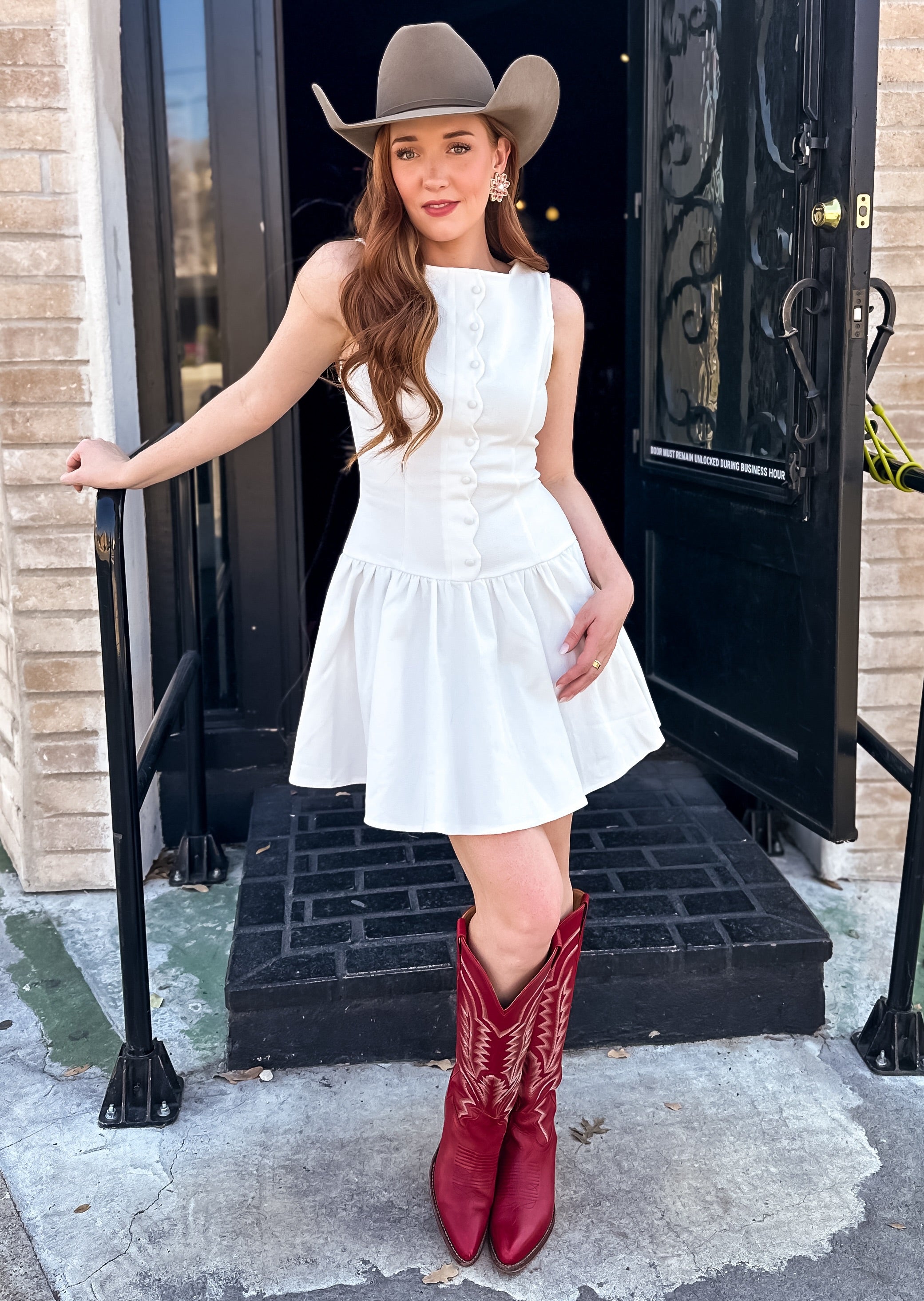 White Denim Drop Waist Mini Dress