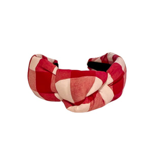 Red Plaid Knotted Headband