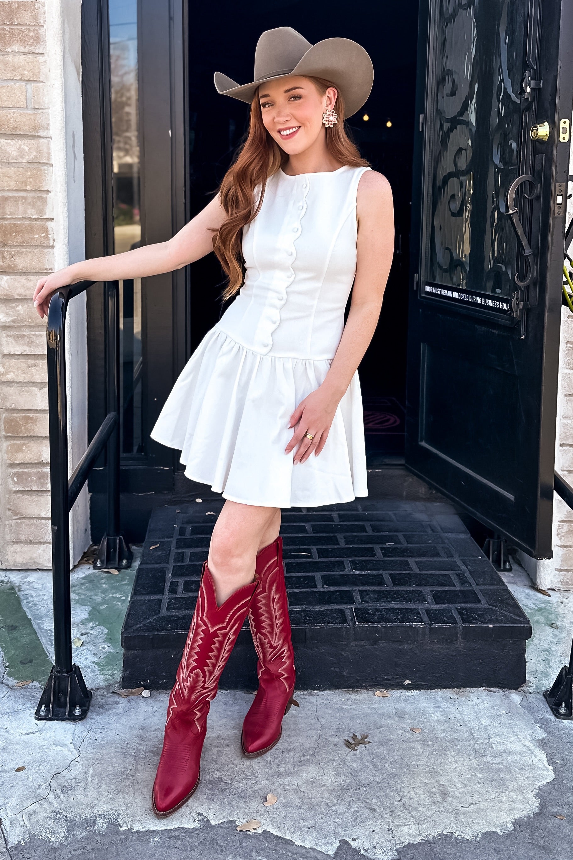 White Denim Drop Waist Mini Dress