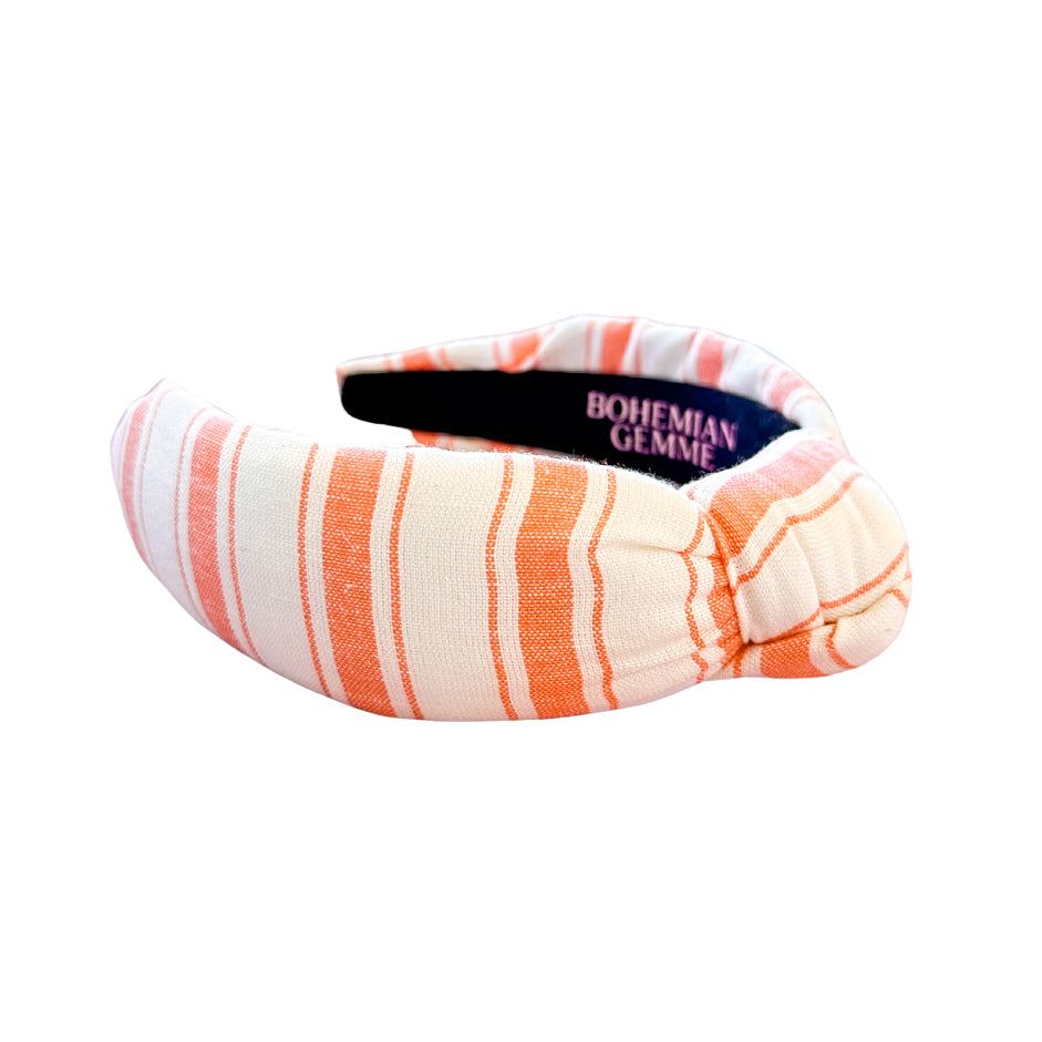 Spring/Summer Coral Striped Knotted Headband