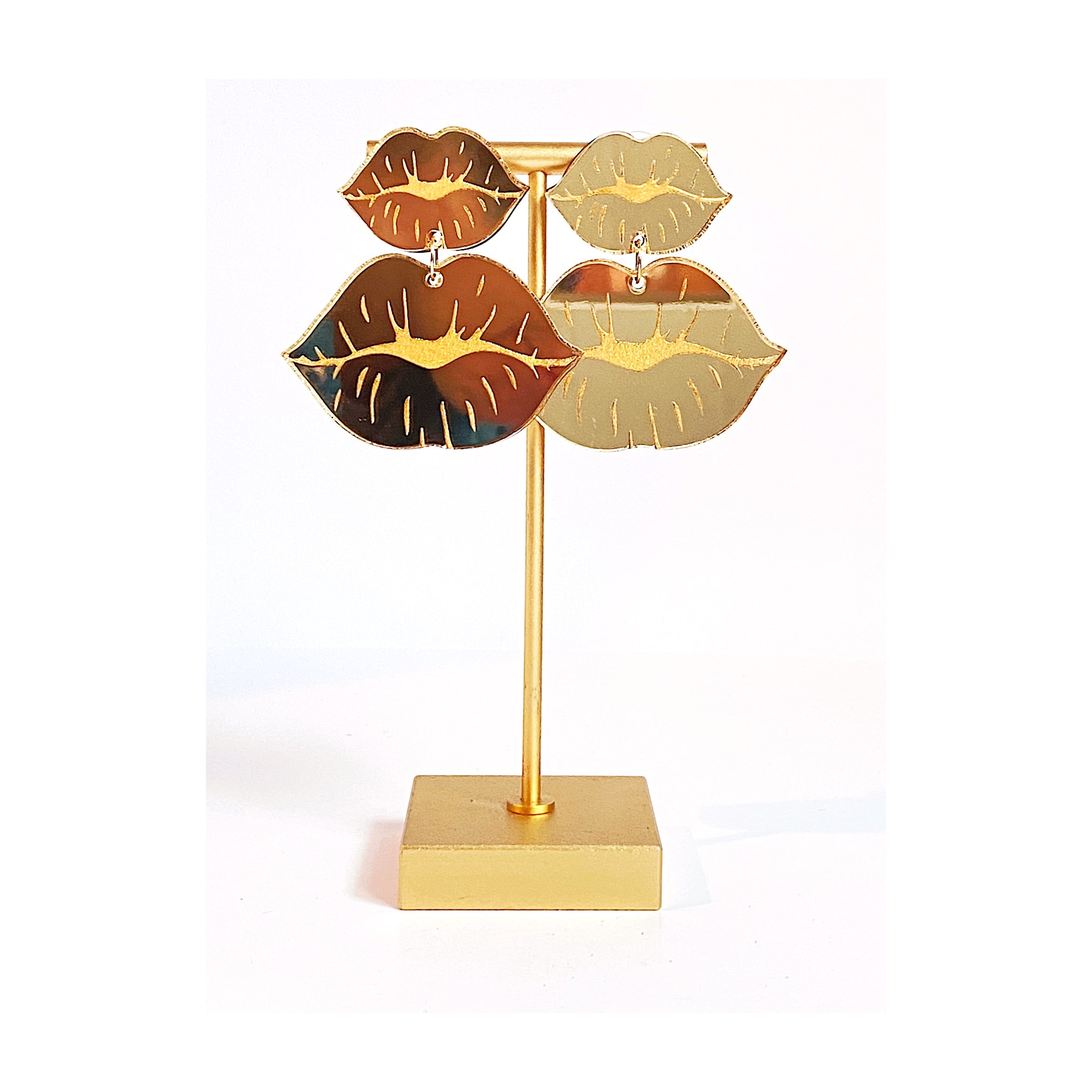 Golden  Lips Statement  Earrings